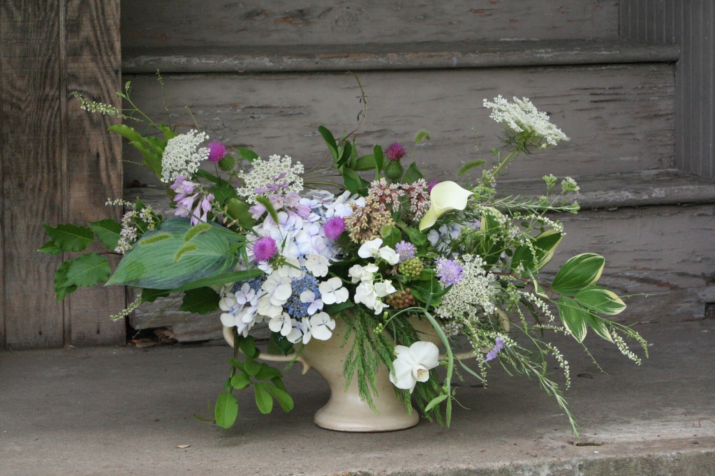 Garden and collected flowers